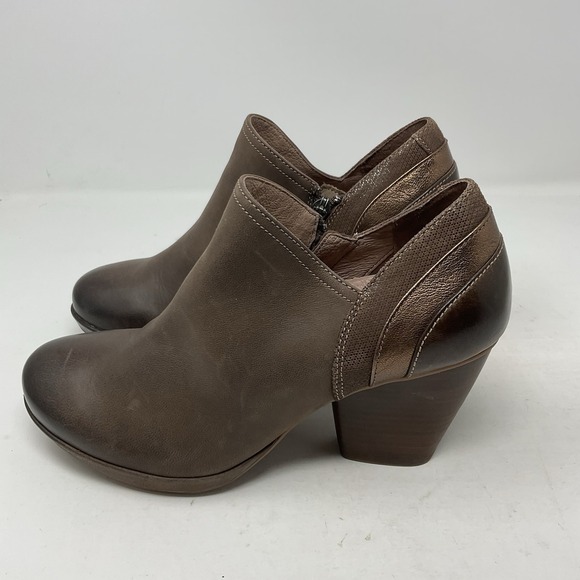 Dansko Ankle Boots Womens 39 US 8.5-9 Brown Leather Side Zip Marcia Booties Heel - Picture 5 of 12